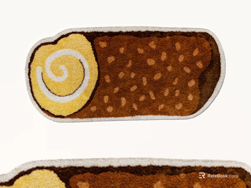 Shaped Rug with Yellow Spiral Pattern and Brown Dotted Surface for Home Decoration 3d model 