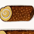 Shaped Rug with Yellow Spiral Pattern and Brown Dotted Surface for Home Decoration