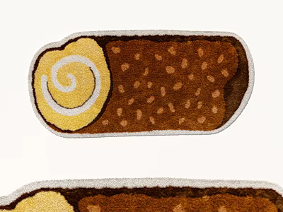 Shaped Rug with Yellow Spiral Pattern and Brown Dotted Surface for Home Decoration 3d model