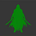 Mystic Blue Hooded Warrior Figure With Tattered Cloak Holding Two Purple Daggers