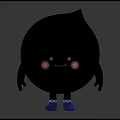 Cute Blue Droplet Shaped Game Movie Character With Pink Cheeks Sparkles Arms And Blue Shoes
