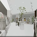Modern Clothing Store Interior With Glass Facade Mannequins Hanging Clothes And Decorative Plants
