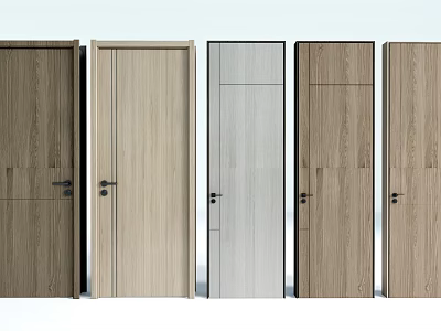 Modern Wooden Hinged Doors With Diverse Designs And Natural Wood Tones 3d model