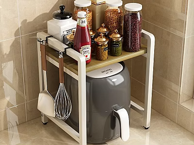 Kitchen Multi Function Storage Shelf With Spices Utensils And Appliance 3d model