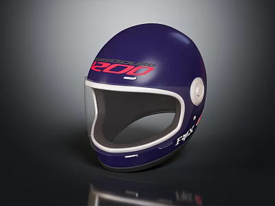 Dark Blue Racing Helmet with Red 300 Lettering Transparent Visor and White Accents 3d model