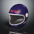 Dark Blue Racing Helmet with Red 300 Lettering Transparent Visor and White Accents