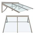 Modern Glass Awning Structure With Metal Frame And Support Bracket Design 3d model