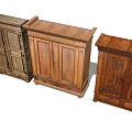 Vintage Solid Wood Console And Side Cabinets With Intricate Carvings And Storage Drawers