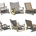 Minimalist Modern Leisure Chairs in Various Styles with Woven Seats Wooden Frames and Neutral Tones