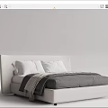 Modern Double Bed Design With White Headboard And Gray Bedding Minimalist Interior 3d model