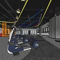 Modern Fitness Gym With Colorful Lights Treadmills Punching Bags And Boxing Ring