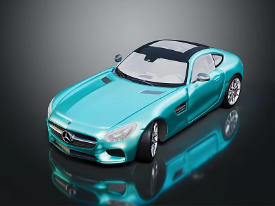 Blue Mercedes Benz Two Door Sports Car Model With Black Roof And Shiny Exterior 3d model