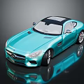 Blue Mercedes Benz Two Door Sports Car Model With Black Roof And Shiny Exterior