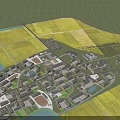Aerial View Planning of Residential Community With Buildings Green Spaces and Water Area