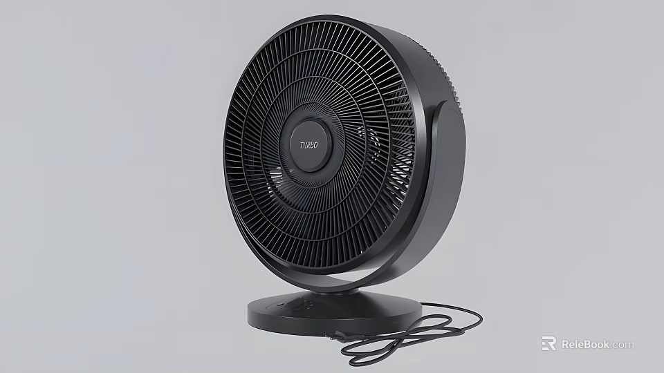 TaoTronics Black Round Design Air Conditioner Fan With Stable Base And Power Cord 3d model 