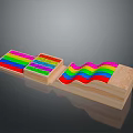Creative Rainbow Colored Wooden Blocks With Wavy Design And Stacked Structure