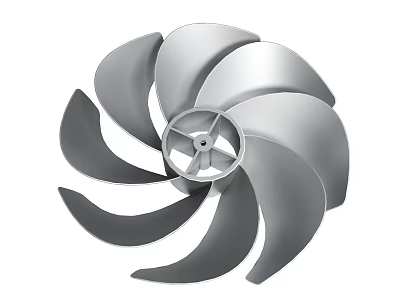 Industrial Metal Fan Impeller With Curved Blades And Central Hub Design 3d model