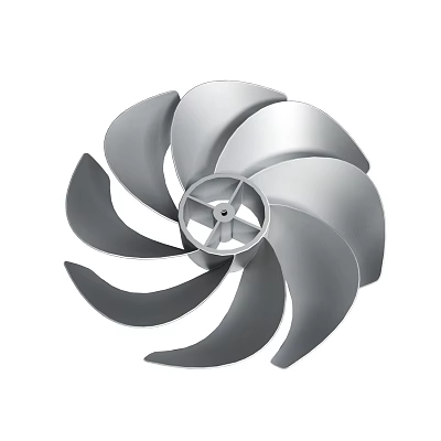 Industrial Metal Fan Impeller With Curved Blades And Central Hub Design 3d model