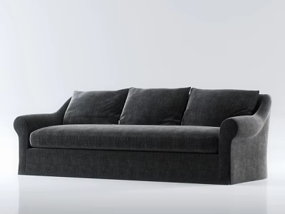 Dark Gray Fabric Three Seater Sofa With Modern Design And Cushioned Armrests 3d model