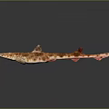 Realistic Orange Spotted Shark With Red Fins On Gray Gradient Background