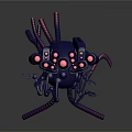 Futuristic Sci Fi Game Movie Character With Blue Body Red Tentacles And Pink Spheres