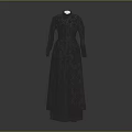 Women's Elegant Dark Long Sleeve High Neck Intricate Pattern Maxi Dress Design