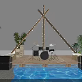 Modern Commercial Exhibition Equipment For Car Display Booth With Green Plants Setup