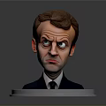 3D Cartoon Character Bust With Suited Tie And White Pedestal Base