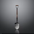 Shovel Garden Tool Design With Red Wooden Handle And Silver Metal Blade