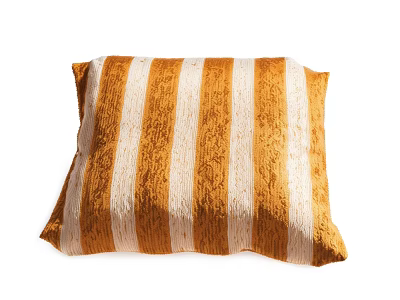Soft Velvet Pillow With Orange And White Striped Design For Bed Linen 3d model