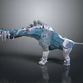 Fantasy Character Design Of Blue And White Textured Creature With Spiked Head And Sharp Teeth