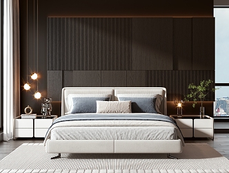 Modern Minotti Background Double Bed 3d model