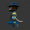 Animated Game Movie Character Cute Cat With Blue Hat Green Eyes And Yellow Blue Outfit