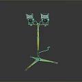 Yellow Dual Head Lighting Set With Tripod Stand For Work Illumination 3d model