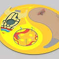 Yellow Themed Circular Playground Equipment With Sandpit Slide Climbing Structures And Colorful Design