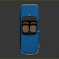 Vintage Blue Convertible Car with Brown Seats Black Top and White Wheels Retro Design