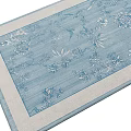 Square Carpet With Light Blue Color White Floral Bamboo Leaf Patterns And Beige Border 3d model