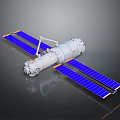 Space Station Module With Blue Solar Panels And Robotic Arm Equipment 3d model