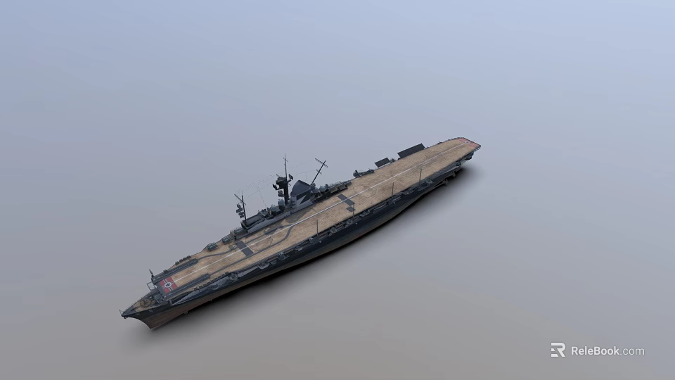 Warship Featuring Extended Flight Deck Naval Island Structure And Aerial Equipment Design 3d model