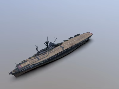 Warship Featuring Extended Flight Deck Naval Island Structure And Aerial Equipment Design 3d model