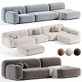 Contemporary Velvet Sectional Sofa In Light Grey Beige Dark Grey With Pillows And Ottoman