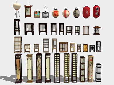 Japanese-style lamps and lanterns combination lamps model