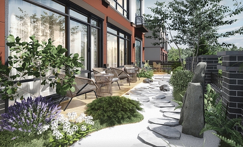 Modern Courtyard Garden 3d model