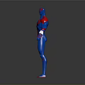 Game And Movie Character 3D Model With Blue Red Suit Spider Web Pattern Standing Pose