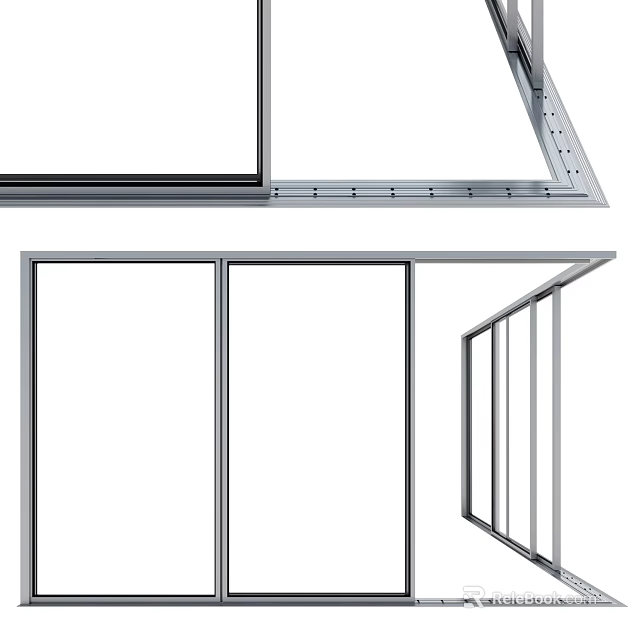 Modern Aluminum Frame Casement Window with Hinged Side Opening and Durable Structure 3d model 