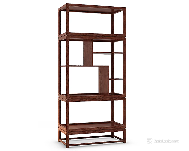 Wooden Shelving Unit With Multi Layer Design For Home Storage And 3d model 