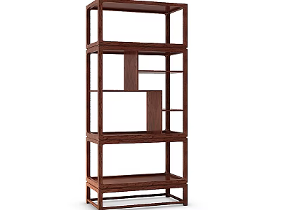 Wooden Shelving Unit With Multi Layer Design For Home Storage And 3d model