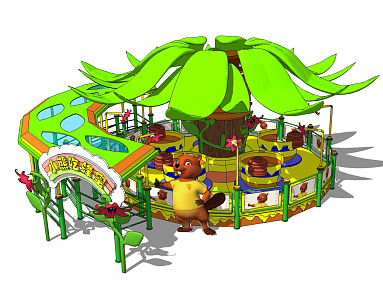 Modern Amusement Equipment Theme Park Machinery Equipment Rotating Coffee Cup 3d model