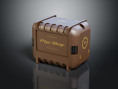 Brown Fun Boy Device Featuring Rugged Design Logo And Control Buttons 3d model