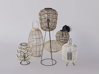 Quiet table lamp rattan lamp chandelier lantern 3d model